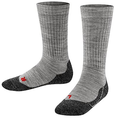 FALKE Unisex Kinder Socken Active Warm K So Wolle Funktionsmaterial dick atmungsaktiv einfarbig 1 Paar, Grau Mid Grey Melange 3530, 35-38