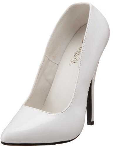 Pleaser Devious DOMINA-420 Wht Pat UK 7 (EU 40)