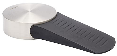 WAGNER Design-Boden-Türstopper/Türkeil SCREW OR GLUE/Schrauben oder Kleben - Durchmesser Ø 50 x 105 x 17 mm, Metall gebürstet, Edelstahloptik, thermoplastischer Kautschuk, Designpreis - 15511611