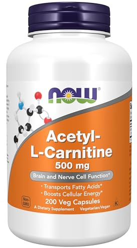 Now Foods, Acetyl-L-karnitin, 500 mg, 200 Vcaps