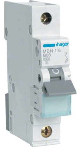 Hager MBN106 LS-Schalter 1P 6kA B-6A 1M Schraubtechnik