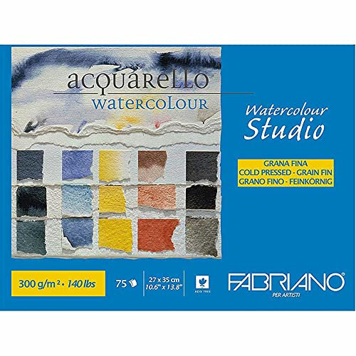 Honsell 75302735 - Fabriano Watercolour Aquarellkarton Jumboblock kopfgeleimt, 300 g/m², 27 x 35 cm, 75 Blatt, naturweiß, Feinkorn, säurefrei, samtartige Oberfläche