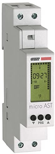 VEMER VE762300 Micro AST - Interrupteur Crépusculaire Astronomique, Minuterie avec Programmation du Crépuscule à l'Aube, Installation sur Rail DIN, Blanc