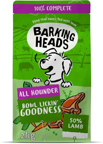 Barking Heads Alimento Seco Completo para Perros 2kg - Adult All Hounder Bowl Lickin' Goodness Lamb - Inmunidad y vitalidad naturales para todos los días - Aprobado por veterinarios