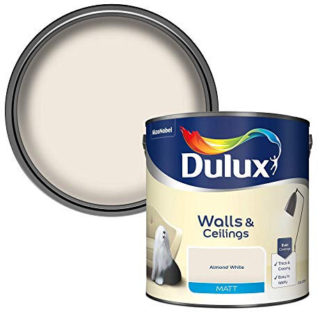Dulux Matt Emulsion Paint For Walls And Ceilings - Almond White 2. 5 Litres