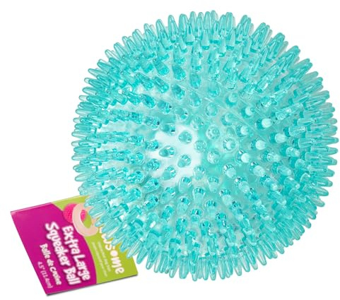 Gnawsome™ 4.5” Spiky Squeaker Ball Dog Toy - Extra Large, Cleans Teeth and Promotes Good Dental and Gum Health for Your Pet, Colors will vary, 4.5