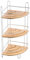 MSV 140612 - Estantería de ducha de ángulo, 3 niveles, bambú y metal, color beige