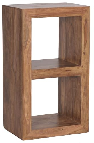 Wohnling Standregal Massivholz Sheesham 88cm hoch 2 Böden Design Holz-Regal Naturprodukt Beistelltisch Landhaus-Stil