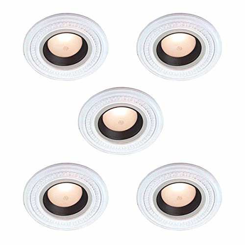 Renovators Supply Manufacturing Mini Spot Light Ring Trim White Ceiling Medallion Urethane Foam Recessed Lighting Trim 5 Inner Dia X 9 Outer Dia Decorative Leaf Lightweight Rosettes Pack of 5