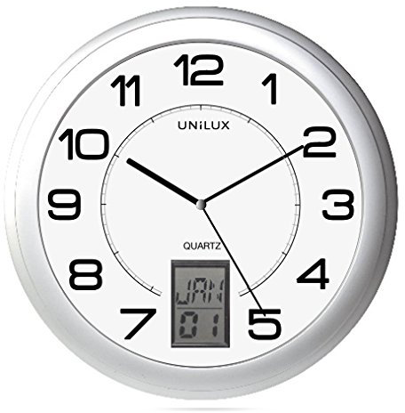 Unilux 100340853 30.5 cm Instinct Quartz Wall Clock with Daylight Saving Time Adjustment