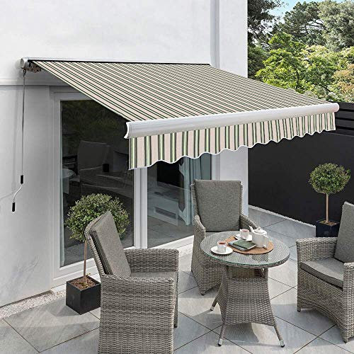 Primrose 6.0m x 3.0m Electric Awning Full Cassette DIY Patio Awning Gazebo Canopy Waterproof UV Protection Complete with Fittings and Winder Handle Multi Stripe
