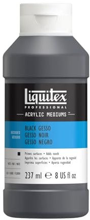Liquitex Gesso Grundierung für Acrylfarben, Ölfarben, Alkydfarben, lichtecht, gebrauchsfertig, lichtecht in Archivqualität - 237ml Topf, Schwarz