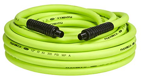 Flexzilla Air Hose, 1/2 in. x 50 ft., 1/2 in. MNPT Fittings, Heavy Duty, Lightweight, Hybrid, ZillaGreen - HFZ1250YW4