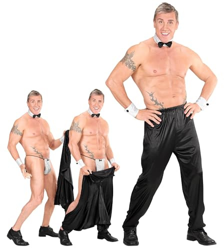 W WIDMANN MILANO Party Fashion - Pantalon strip-teaseur avec velcro, noir, enterrement de vie de jeune fille, spectacle de danse, costume