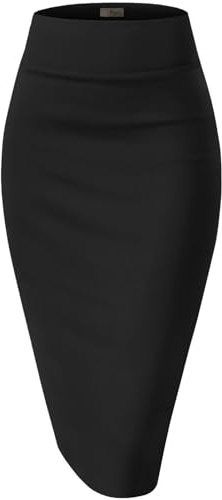 Hybrid & Company Women's Premium Nylon Ponte Stretch High Waist Pencil Suit Skirt Below Knee KSK45002 1073T Black 3X