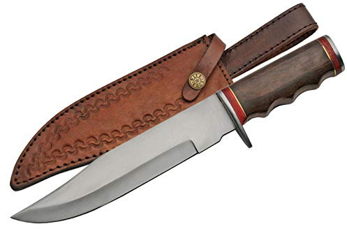 SZCO Full Tang Hunting Knife 12 Inch - Camping Knifes with Stainless Steel Blade, Wood Handle & Sheath - Camping Knife for Hiking, Camping & Outdoor for Men