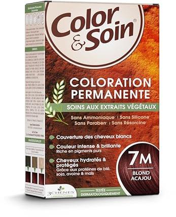 Les 3 Chênes Color & Soin 7M – Blond Acajou – Coloration Permanente Cheveux Femme Sans Ammoniaque – Soin Naturel Brillance Durable – Couvre 100% Cheveux Blancs