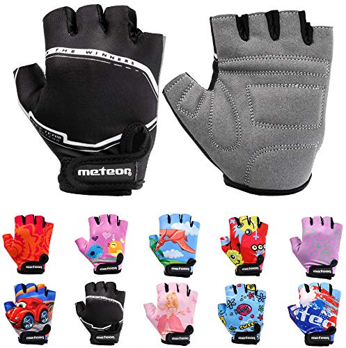 meteor Guantes de Ciclismo Niñas y Niños - Guantes Bicicleta para Infantil MTB BMX Carretera Montaña sin Dedos