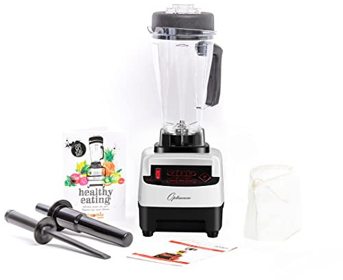 Hochleistungsmixer Optimum 9200A, 2611 Watt, 3.5PS, 6 Edelstahlklingen, 48000 U/min, 2L BPA-freier Behälter, 6 Programme + Pulstaste, GRATIS Nussmilchbeutel + Stößel + Silikonschaber