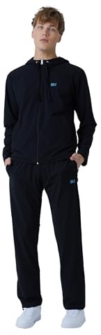 Sportkind Jungen & Herren Tennis, Fitness, Sport Trainingshose Woven mit Zip Taschen & Reißverschluss am Beinende, hochelastisch, atmungsaktiv, schwarz, Gr. M