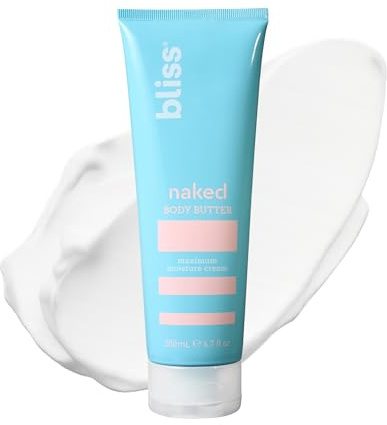 Bliss - Naked Body Butter - Unscented - Maximum Moisture Cream - 6.7 Fl Oz - Daily Moisturizer for Women & Men - Fragrance Free - Vegan and Cruelty Free