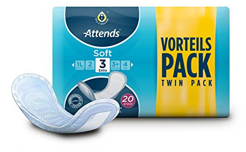 Attends Soft 3 Extra, Hygiene-Einlagen, bei leichter Blasenschwäche, 4x20 St