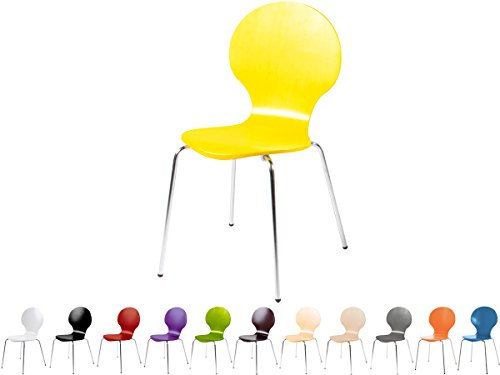 Stapelstuhl Bistrostuhl Stuhl Esszimmerstuhl Küchenstuhl Design Metall Holz stapelbar sehr belastbar Marcus (Gelb)