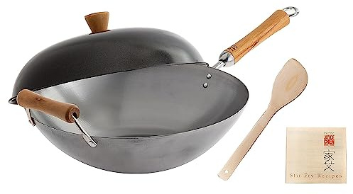 Joyce Chen J21-9972 Classic Series Uncoated Carbon Steel Wok Set, Alloy, 14 Cubic_inches, Silver