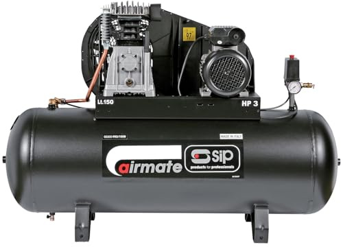 SIP Airmate PX3/150-SRB Belt Drive Air Compressor, 230V 16A, 150L, 3hp / 2.2kW, 145psi / 10 Bar 16CFM 97dB