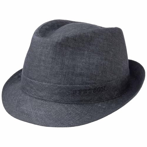 Stetson Geneva Trilby Hut Made in Italy Damen Herren Frühling Sommer Denim 58 cm