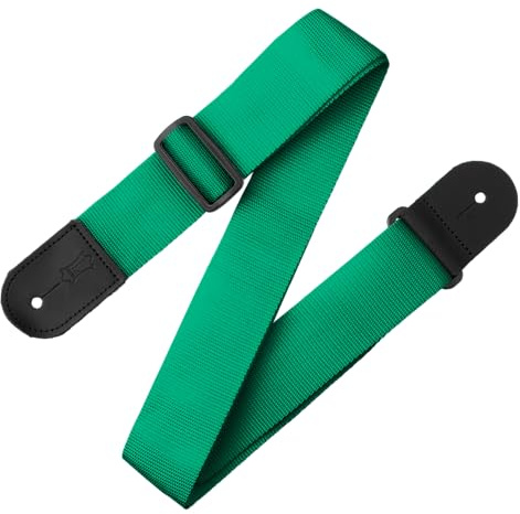 Levy's Leathers 5 cm polypropylen gitarrrem med äkta läderändar och Tri-glide-justering; grön (M8POLY-GRN)