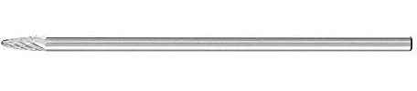 PFERD HM-frässtift med lång skaft, rund bågform RBF, tandning 3 PLUS, frässtift ø 3 mm, skaftdiameter 3 mm, längd 75 mm, 21217587 – för universella tillämpningar på de viktigaste materialen
