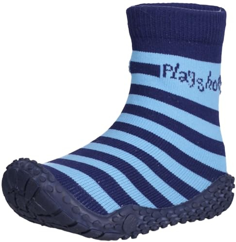 Playshoes Jungen Socke Streifen Aqua Schuhe, Blau (Marine/hellblau 639), 30/31 EU, 174802