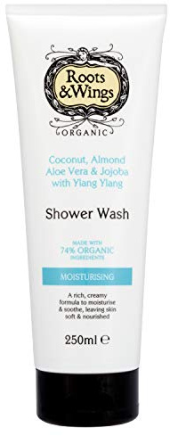 Roots & Wings Organic Moisturising Coconut, Aloe Vera, Almond and Jojoba with Ylang Ylang Shower Wash 250ml