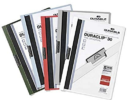 Durable Klemm-Mappe Duraclip Original 30 (für 1-30 Blatt A4), 25 Stück, weiß, 220002