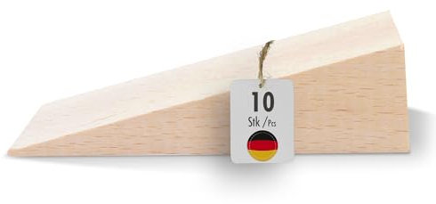 haggiy cuneo in legno duro - set di cunei in legno - cunei in faggio naturale - fermaporta - ideale per mobili, assemblaggio, bricolage - (LxPxA) 90 x 30 x 25 mm (10 pz.)