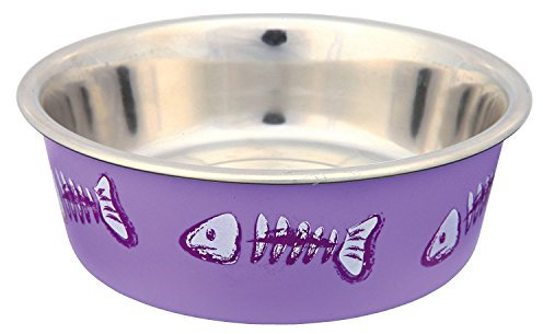 Trixie Gamelle pour chat en acier inoxydable avec revêtement en plastique, 0,3 l Couleurs aléatoires
