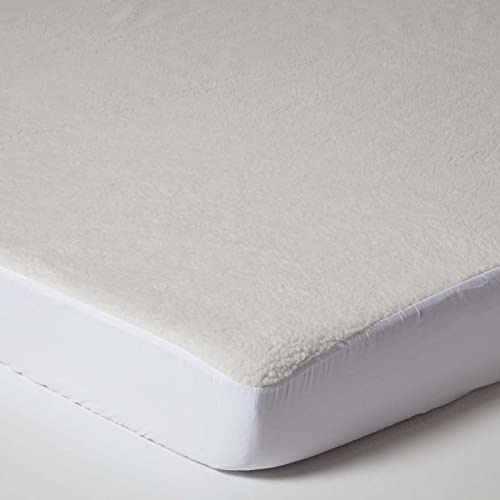 HOMESCAPES Protège-Matelas Polaire à Grands Bonnets, Drap Housse épais en Polaire 120x190 cm