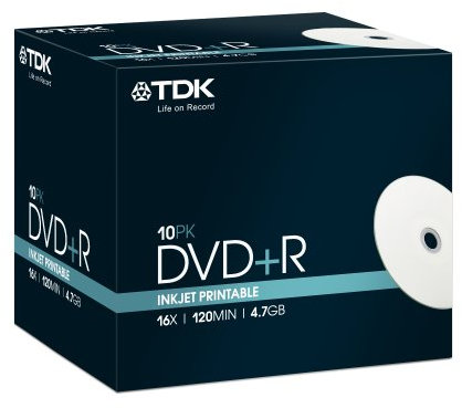 TDK DVD+R 4.7GB 16x DVD-Rohlinge 10er Pack Jewel Case