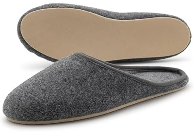Pantoffelmann Pantofole in feltro con suola in gomma I Grigio I Taglie 37–51 I Antiscivolo e comode I 100% feltro I Traspiranti e calde I Unisex