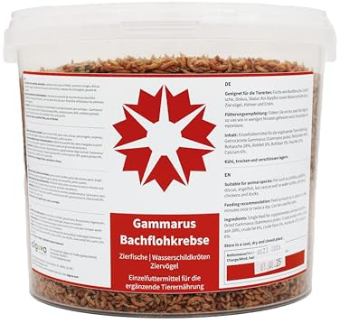 algova Gammarus gamberetti d'Acqua Dolce essiccati - Pesce Cibo Pesci Pesci Rossi Pesci di Stagno Koi - Cibo Tartarughe rettili e polli 5000ml = 600g
