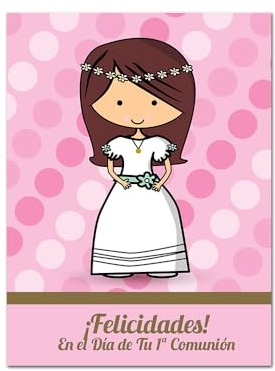 Antracita Tarjeta Comunión Niña 15x23 cm con Sobre para Primera Comunión