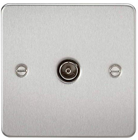 Knightsbridge FP0100BC FP0100 FPAV0100BC Flat Plate 1G Tv Outlet (Non-Isolated) -Brushed Chrome, 230 V