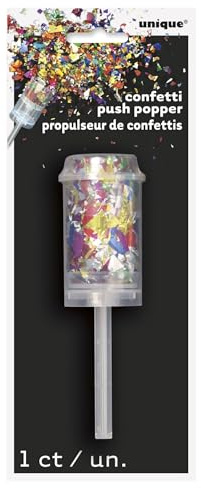 Multicolor Foil Confetti Push Popper - 1 Pc. - Perfect for Birthdays, Graduations, Gender Reveals, New Year, Surprises & More