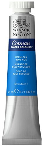 Winsor & Newton Cotman 21ml Water Colour Tube - Cerulean Blue Hue | Introductory Watercolor made with Fine Art Pigments, Perfect for Beginners, Lightfast & Permanent, Good Tinting Strength