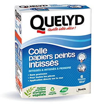 Quelyd – Colle Papiers Peints Intissés en Poudre – Toutes Pièces - Application Directement Au Mur – Etui Doseur – Sans Solvant – Boîte de 300g