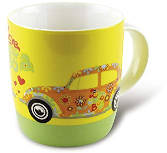 BRISA VW Volkswagen Collection - Grande tasse en céramique pour café, thé et cappuccino (Fleur/Jaune)