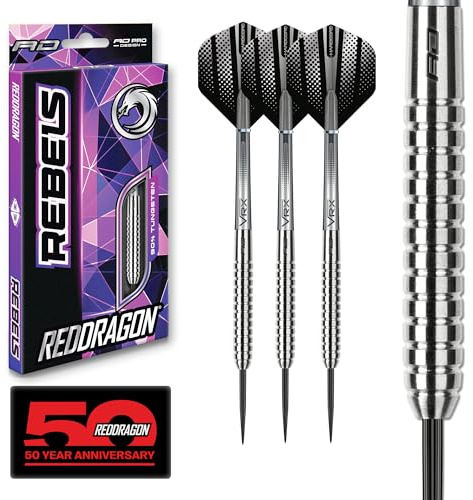 Rebel 25g Dardos de Tungsteno de Punta de Acero con Plumas y Eje de Dardos