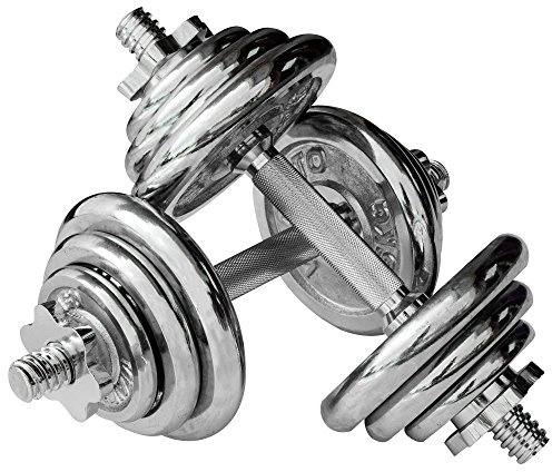 VIAVITO 20kg Adjustable Chrome Dumbbell Set with 2 Bars, 4 Spinlock Collars & 12 Discs - 2 x 10kg Cast Iron Hand Weights Perfect for Home Gym, Strength Training, Bodybuilding & Weightlifting