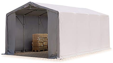 TOOLPORT Zelthalle 5x8 m / 3m Seitenhöhe Garage Industriezelt Lagerhalle PVC Plane 850 N wasserdicht grau